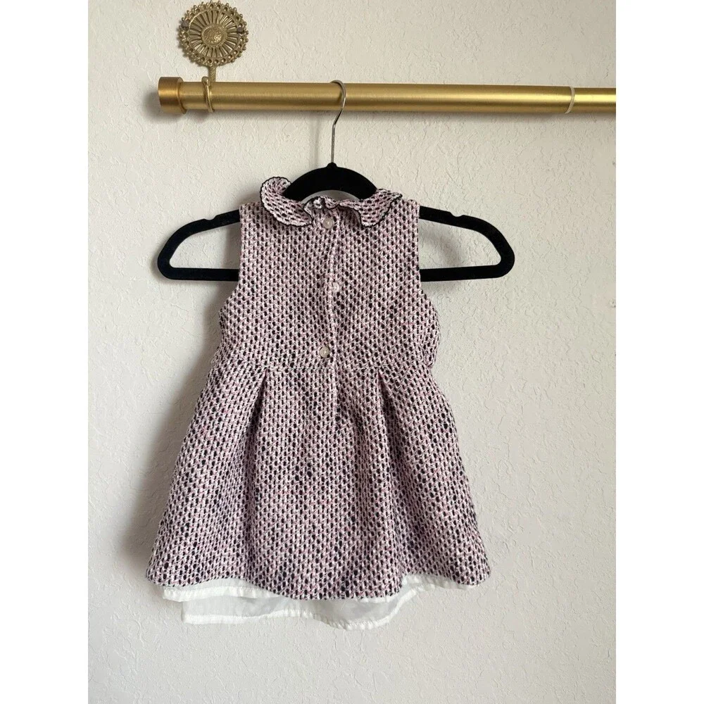 Janie and Jack Pink Tweed parkside social Collared Sleeveless Lined Dress 12-18M